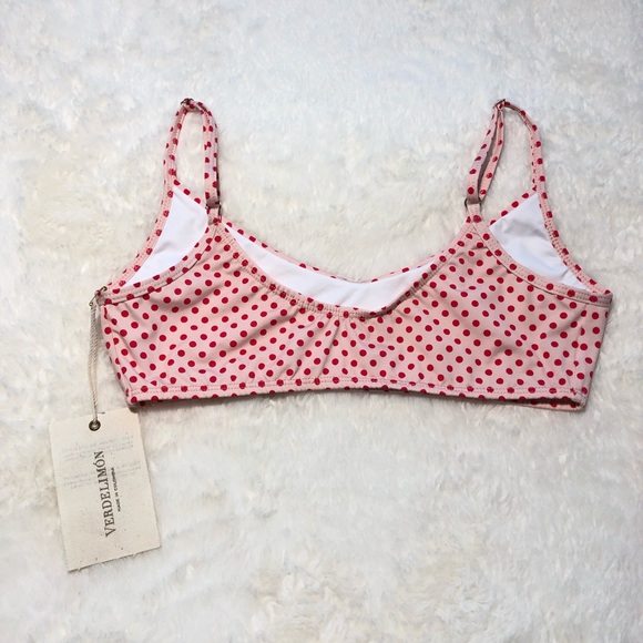NEW Verdelimon pink red polka dot bikini Sol top large Colombia luxury resort - Picture 3 of 4